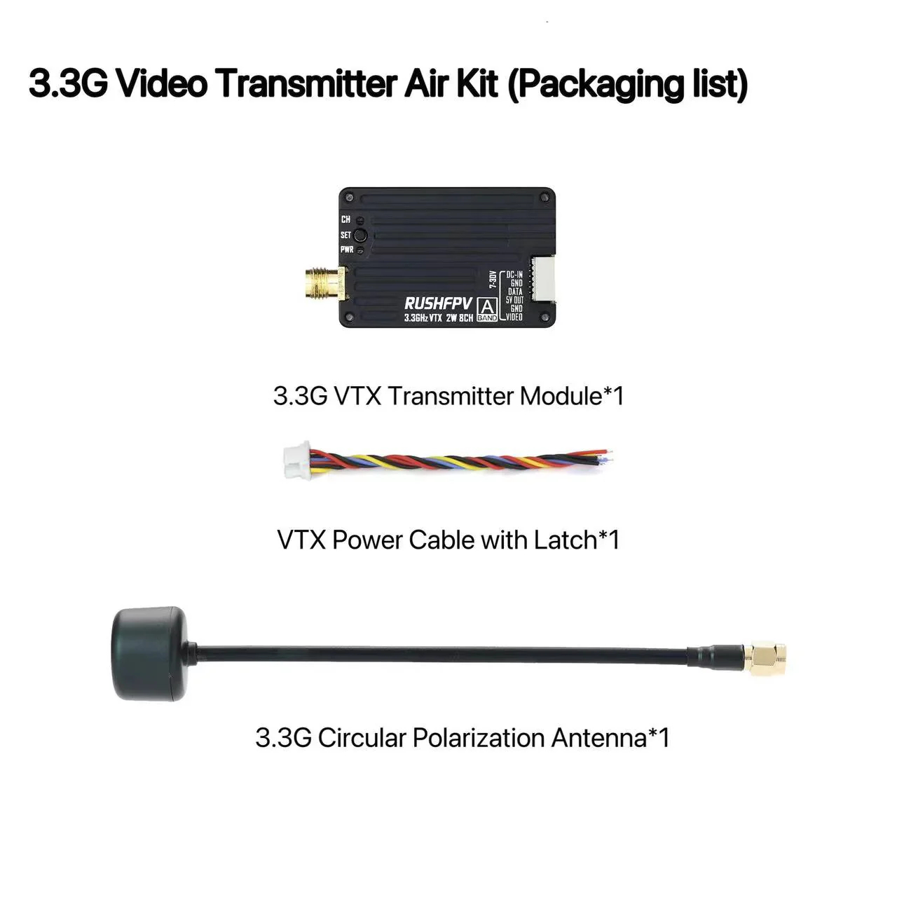 RUSHFPV 3.3G 2W VTX Sender FPV – Drone Antenna Bewertung und Preis
